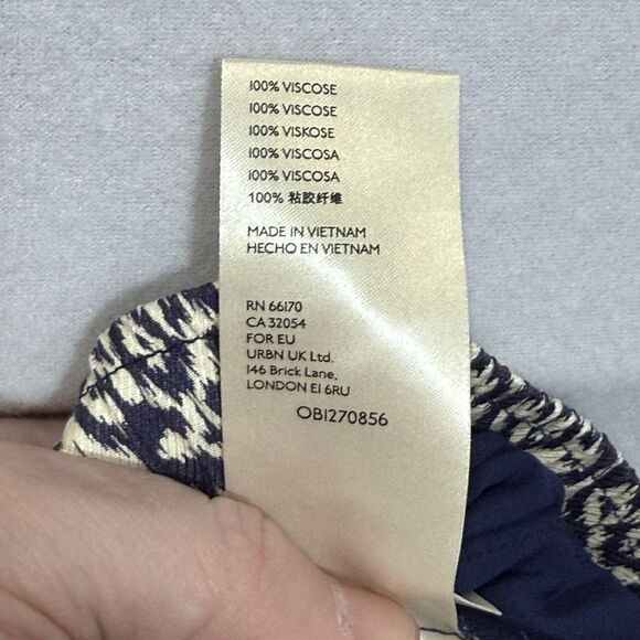 Anthropologie Vale Blue Boho Viscose Wide Leg Pull On Palazzo Pants Women Size M - Picture 7 of 9